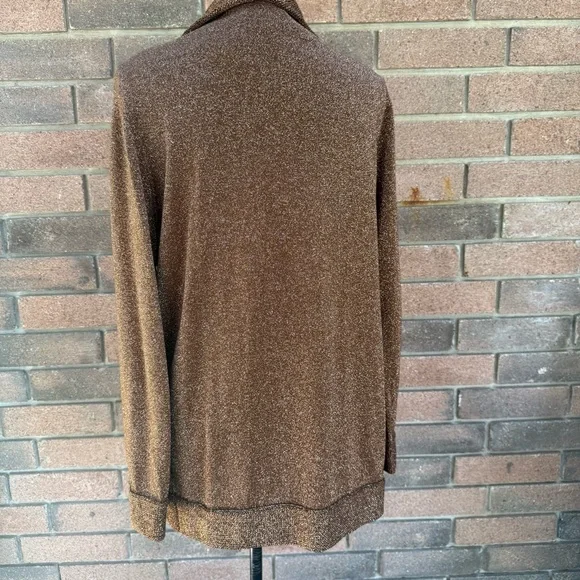 Investments Brown Women's Cardigan Sweater and High Neck Beaded Top Size Large - Picture 4 of 10